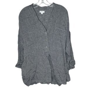 J.Jill 100% Linen Gray Women's Button-Up Top. Size XLarge.